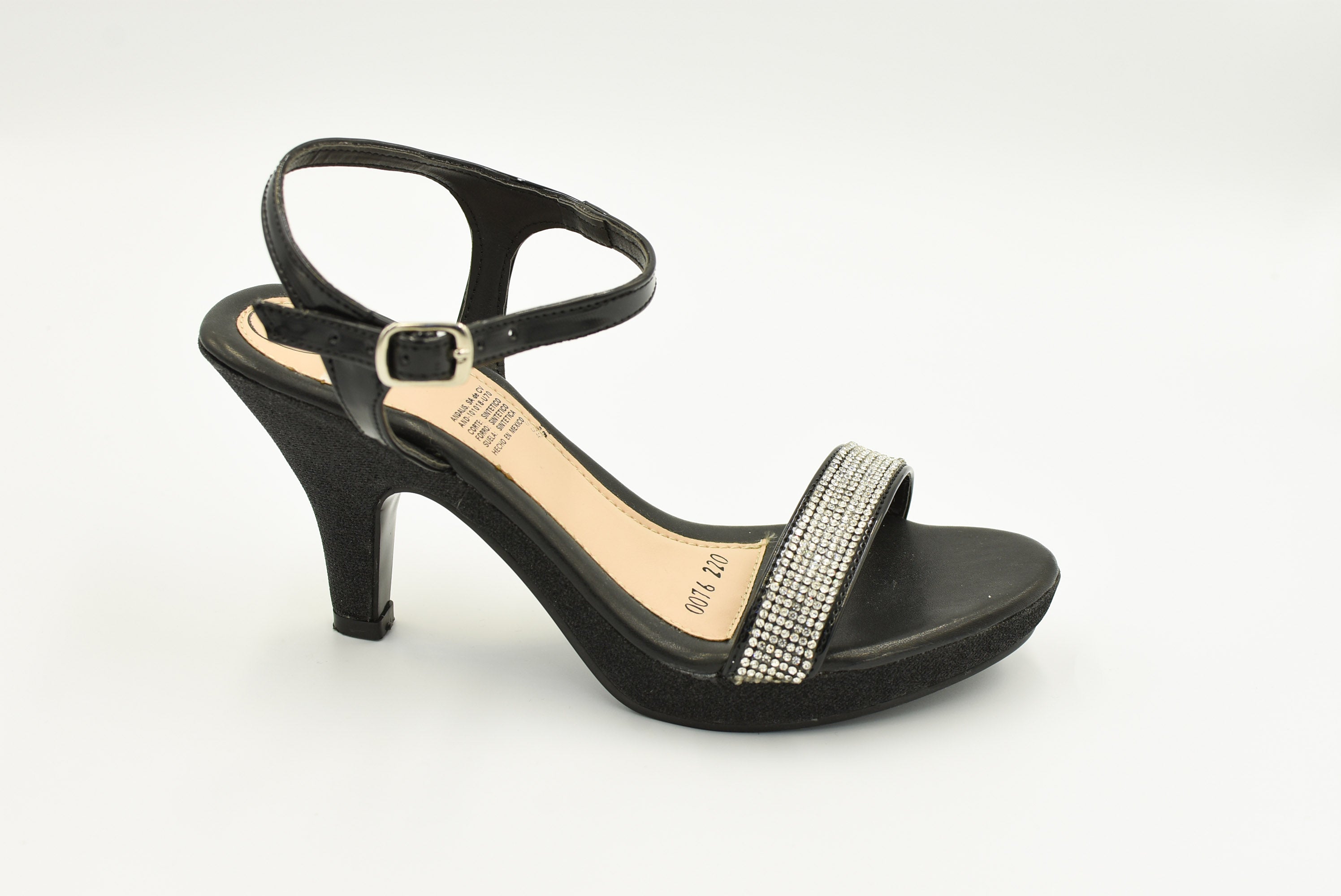 Manresa Sandalia Negro Diam.Plata