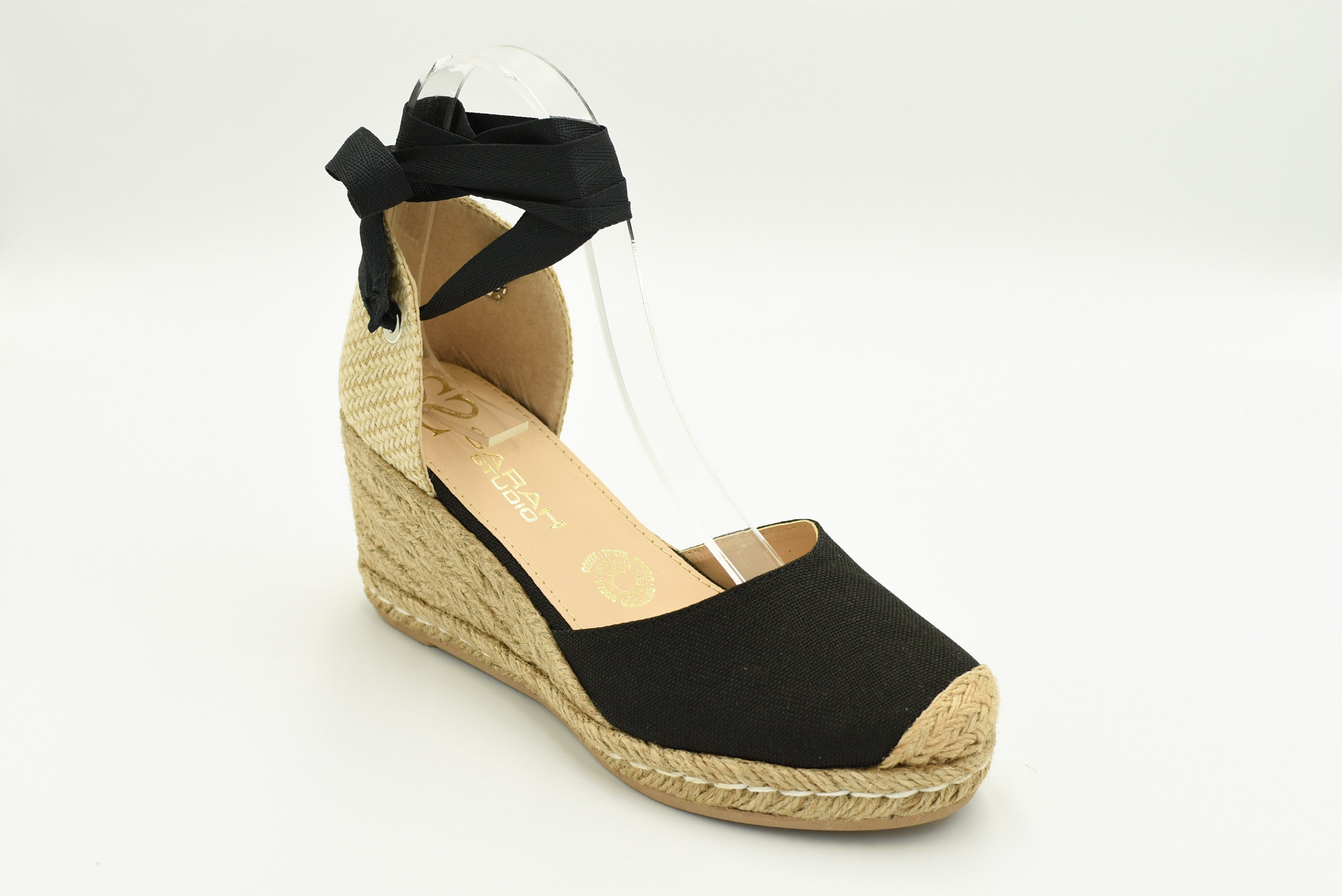 Bolonia Tacon Medio Lona Negro